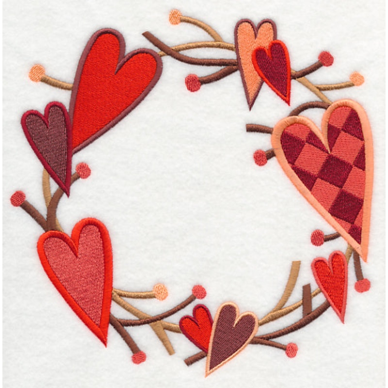 Country Hearts Wreath|7.79″ x 7.71″ / 197.81mm x 195.91mm|6.95″ x 6.89″ / 176.65mm x 174.98mm|5.9″ x 5.84″ / 149.79mm x 148.33mm|4.89″ x 4.84″ / 124.16mm x 122.96mm|3.9″ x 3.86″ / 99.04mm x 98.03mm|All Sizes