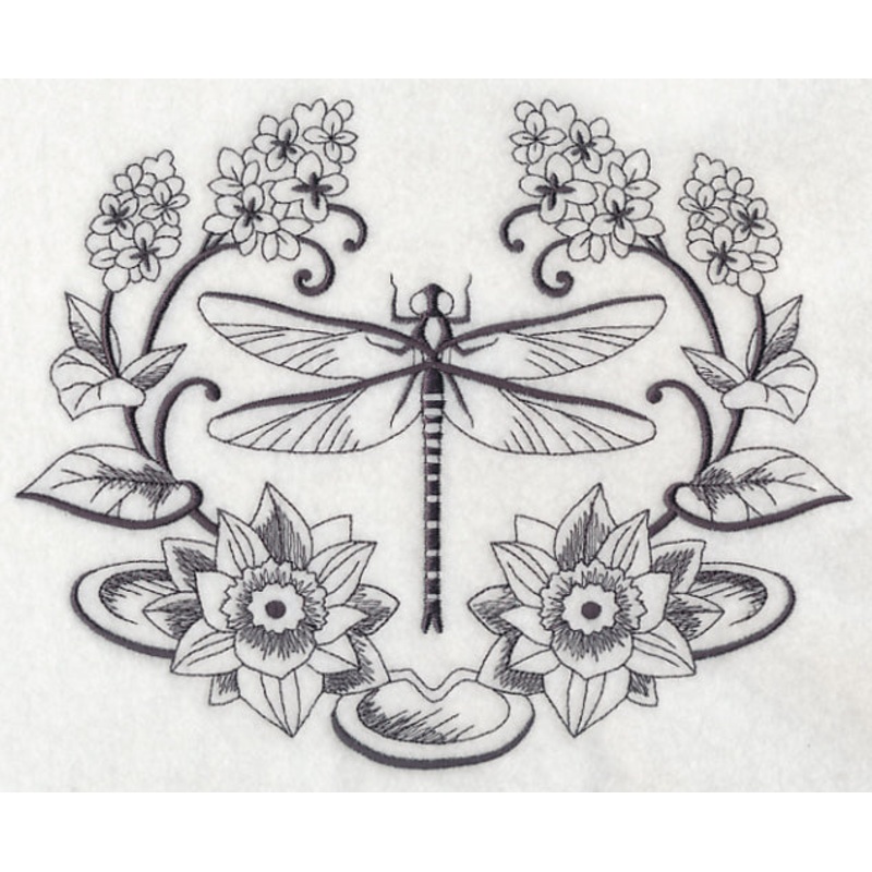 Dragonfly and Lily Laurel|6.9″ x 8.53″ / 175.25mm x 216.56mm|6.31″ x 7.79″ / 160.15mm x 197.9mm|5.69″ x 7.03″ / 144.51mm x 178.57mm|4.86″ x 6″ / 123.43mm x 152.52mm|3.13″ x 3.86″ / 79.43mm x 98.13mm|All Sizes