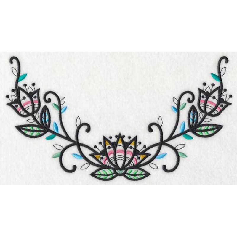 Lotus Blackwork Neckline (V-Neck)