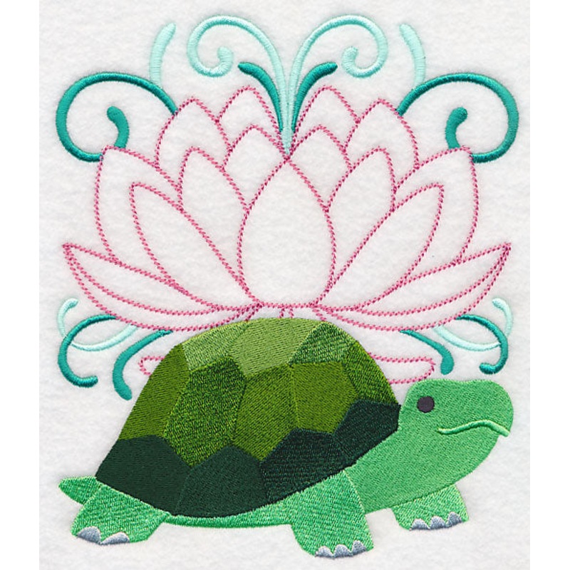 Tranquil Turtle and Lotus Blossom