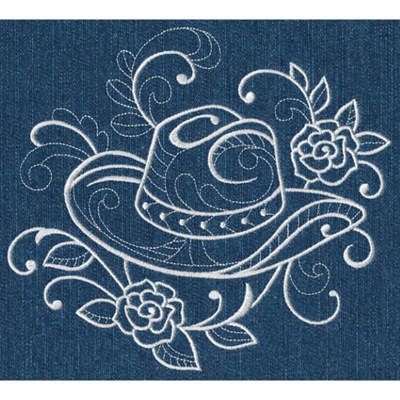 Cowboy Hat with Roses (Whitework)