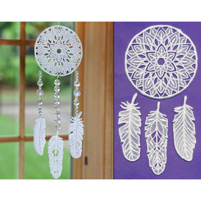 Dream Catcher and Feathers (Lace)