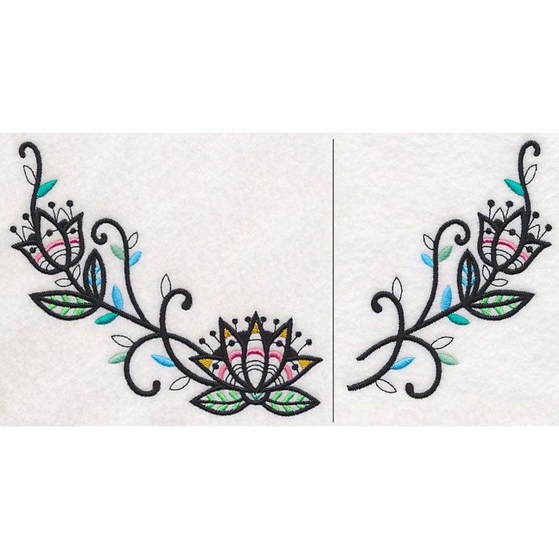 Lotus Blackwork Neckline (V-Neck) (Split)