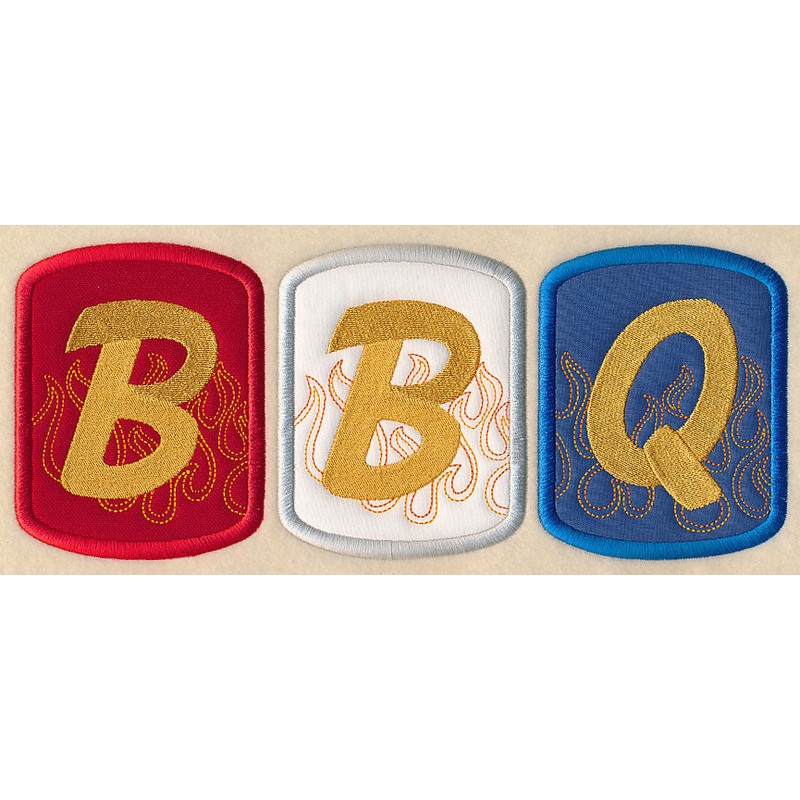 Fiery BBQ (Applique)|4.8″ x 11.75″ / 121.98mm x 298.53mm|3.85″ x 9.41″ / 97.74mm x 239.1mm|3.2″ x 7.81″ / 81.17mm x 198.46mm|2.81″ x 6.87″ / 71.43mm x 174.6mm|1.63″ x 3.9″ / 41.28mm x 99.17mm|All Sizes