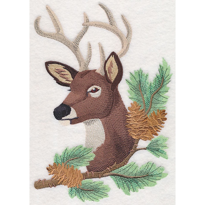 Deer in Pine|9.44″ x 6.62″ / 239.79mm x 168.22mm|7.8″ x 5.47″ / 198.18mm x 138.98mm|6.87″ x 4.82″ / 174.46mm x 122.44mm|All Sizes