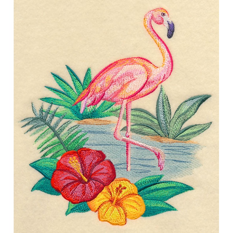 Flamingo and Hibiscus in Watercolor