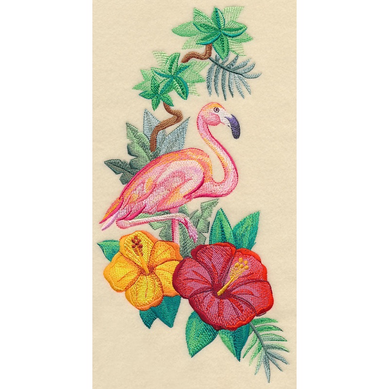 Flamingo and Hibiscus Spray in Watercolor