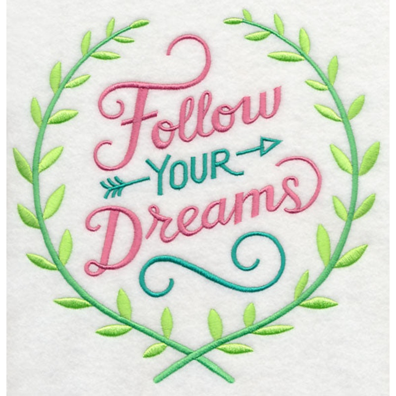 Follow Your Dreams Wreath|7.81″ x 7.73″ / 198.33mm x 196.43mm|6.92″ x 6.86″ / 175.77mm x 174.31mm|5.91″ x 5.86″ / 150.13mm x 148.91mm|4.9″ x 4.86″ / 124.5mm x 123.51mm|3.86″ x 3.84″ / 98.1mm x 97.6mm|All Sizes