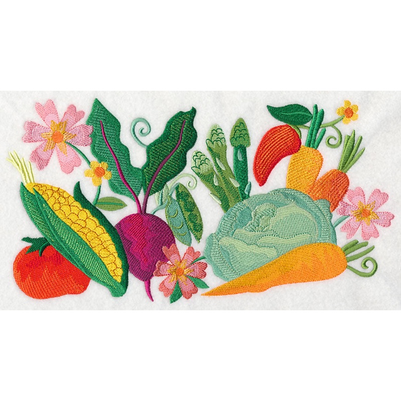 Fresh Vegetables in Watercolor Rectangle