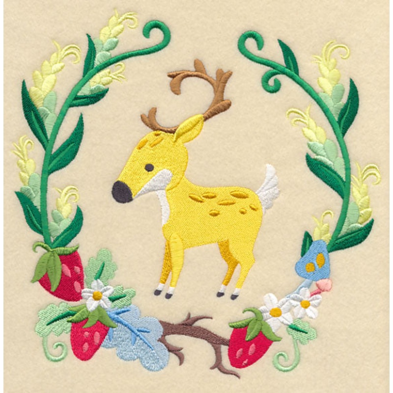 Storybook Deer Wreath|7.45″ x 7.79″ / 189.35mm x 197.86mm|6.71″ x 7.01″ / 170.4mm x 178.04mm|5.87″ x 6.13″ / 149.1mm x 155.77mm|4.86″ x 5.08″ / 123.44mm x 128.96mm|All Sizes