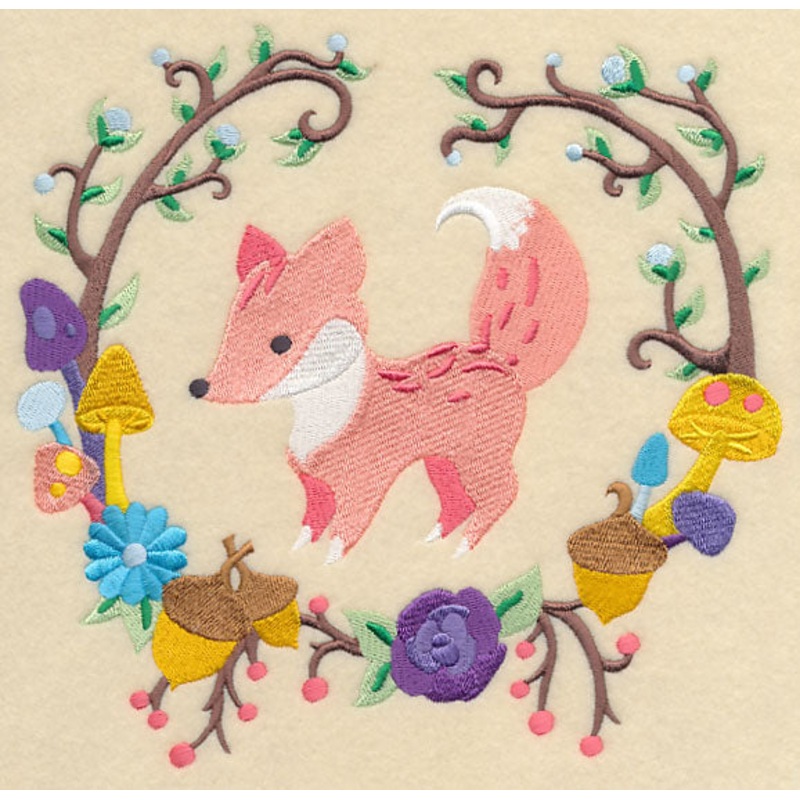 Storybook Fox Wreath|7.49″ x 7.81″ / 190.17mm x 198.28mm|6.9″ x 7.2″ / 175.37mm x 182.77mm|5.85″ x 6.1″ / 148.7mm x 154.97mm|4.85″ x 5.06″ / 123.3mm x 128.48mm|All Sizes