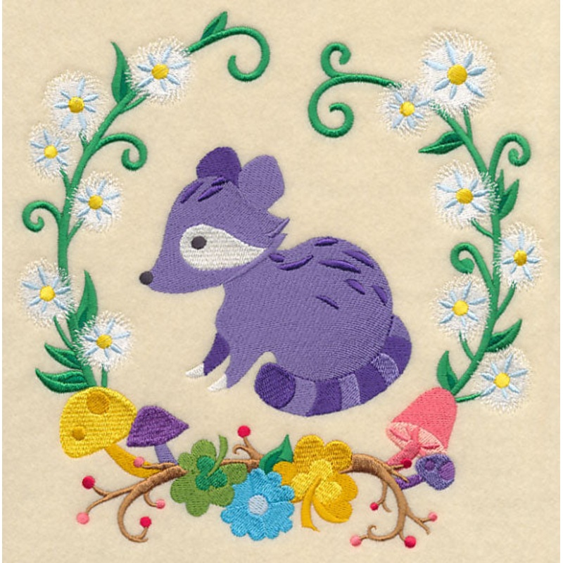 Storybook Raccoon Wreath|7.69″ x 7.82″ / 195.33mm x 198.63mm|6.86″ x 6.96″ / 174.22mm x 176.82mm|5.85″ x 5.94″ / 148.54mm x 151mm|4.85″ x 4.92″ / 123.08mm x 125.08mm|All Sizes
