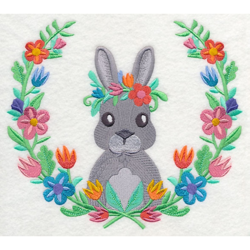 Bunny with Floral Laurel|6.89″ x 7.8″ / 174.91mm x 198.2mm|5.86″ x 6.64″ / 148.79mm x 168.58mm|4.84″ x 5.49″ / 123.04mm x 139.38mm|All Sizes