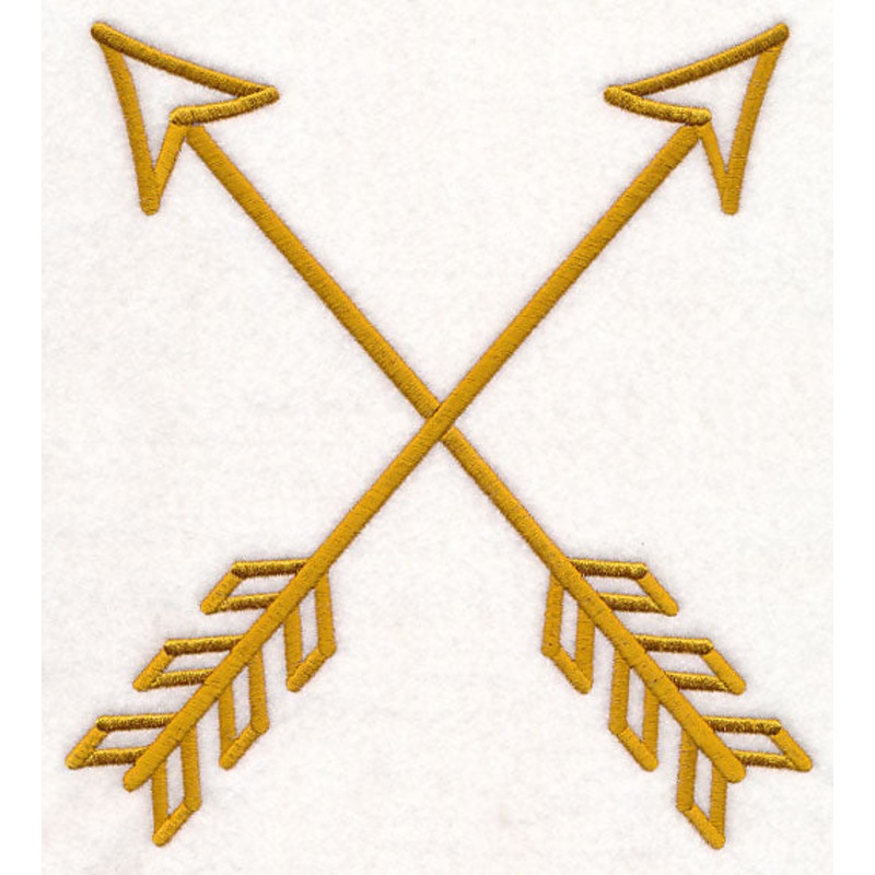 Crossed Arrows (Goldwork)|7.81″ x 7.12″ / 198.33mm x 180.93mm|7.14″ x 6.51″ / 181.24mm x 165.34mm|6.42″ x 5.86″ / 163.14mm x 148.81mm|5.32″ x 4.85″ / 135.04mm x 123.19mm|3.86″ x 3.53″ / 98.16mm x 89.61mm|All Sizes