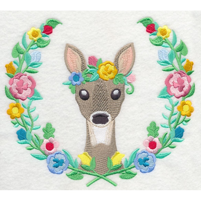 Deer with Floral Laurel|6.86″ x 7.8″ / 174.13mm x 198.23mm|5.85″ x 6.66″ / 148.63mm x 169.18mm|4.85″ x 5.52″ / 123.28mm x 140.32mm|All Sizes