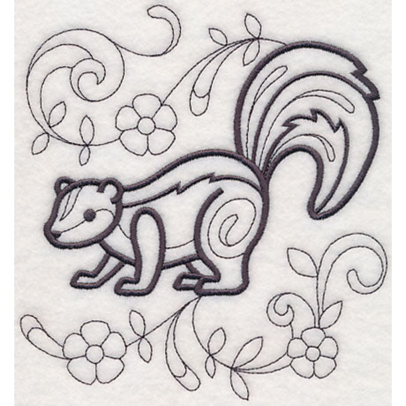 Doodle Skunk|6.3″ x 5.85″ / 159.93mm x 148.55mm|5.22″ x 4.85″ / 132.57mm x 123.15mm|3.85″ x 3.57″ / 97.76mm x 90.74mm|2.99″ x 2.78″ / 76.06mm x 70.66mm|All Sizes