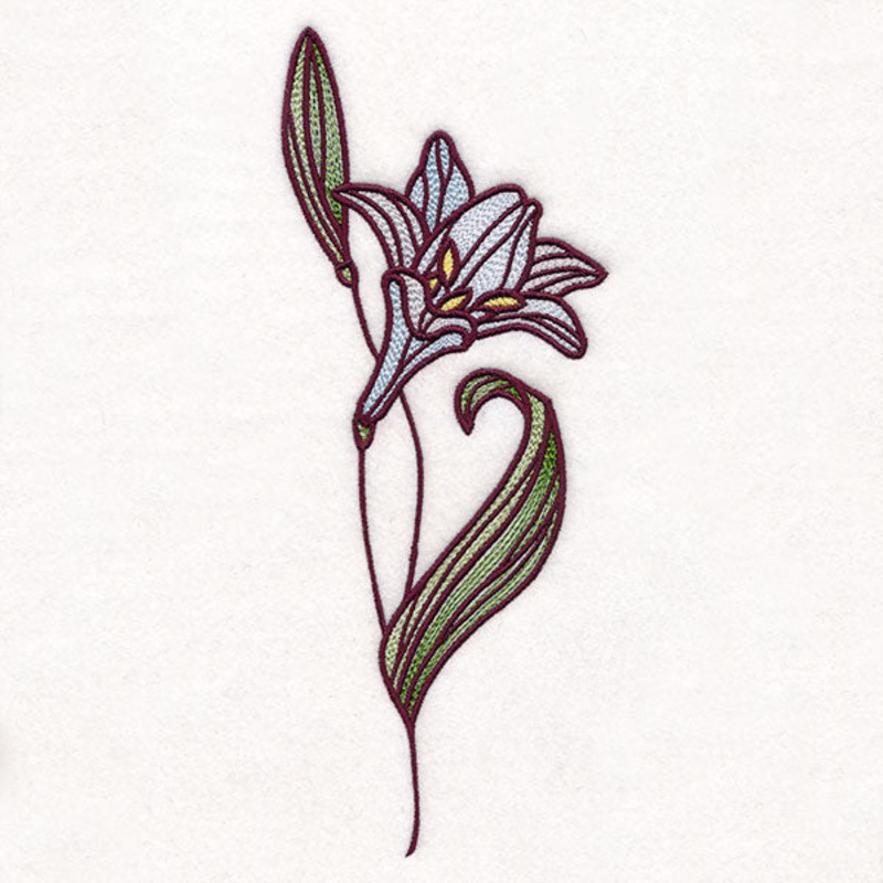 Lily Stained Glass Bloom|11.75″ x 4.66″ / 298.43mm x 118.32mm|9.41″ x 3.73″ / 238.99mm x 94.8mm|7.81″ x 3.1″ / 198.36mm x 78.72mm|6.86″ x 2.72″ / 174.22mm x 69.17mm|All Sizes