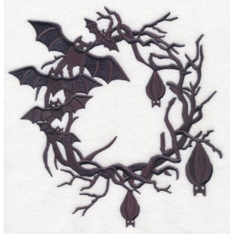 Bats in the Belfry Wreath|7.81″ x 7.54″ / 198.31mm x 191.43mm|7.15″ x 6.9″ / 181.66mm x 175.37mm|6.07″ x 5.86″ / 154.27mm x 148.96mm|5.06″ x 4.88″ / 128.46mm x 124.07mm|3.86″ x 3.73″ / 98.1mm x 94.81mm|All Sizes
