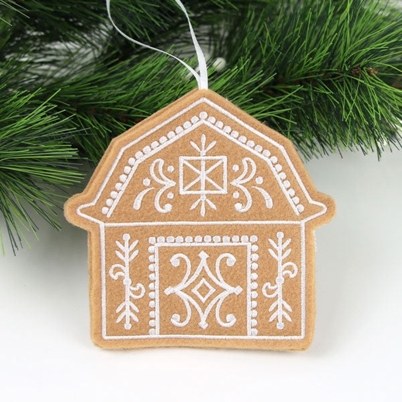 Farm Gingerbread Cookie Ornament – Barn (In-the-Hoop)