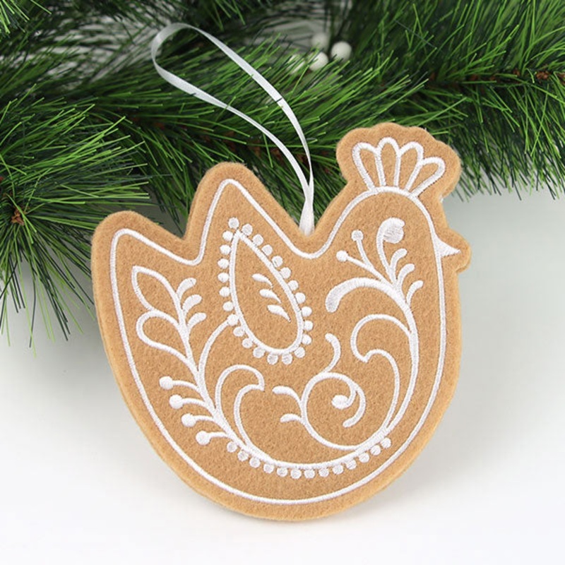 Farm Gingerbread Cookie Ornament – Chicken (In-the-Hoop)
