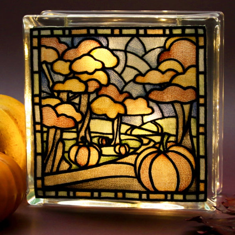 Four Seasons Stained Glass Square – Fall