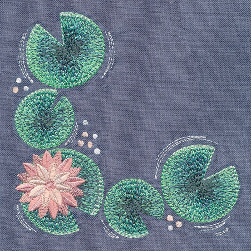 Sweet Water Lily Corner|5.85″ x 5.88″ / 148.54mm x 149.32mm|4.85″ x 4.87″ / 123.16mm x 123.79mm|3.83″ x 3.85″ / 97.37mm x 97.89mm|All Sizes