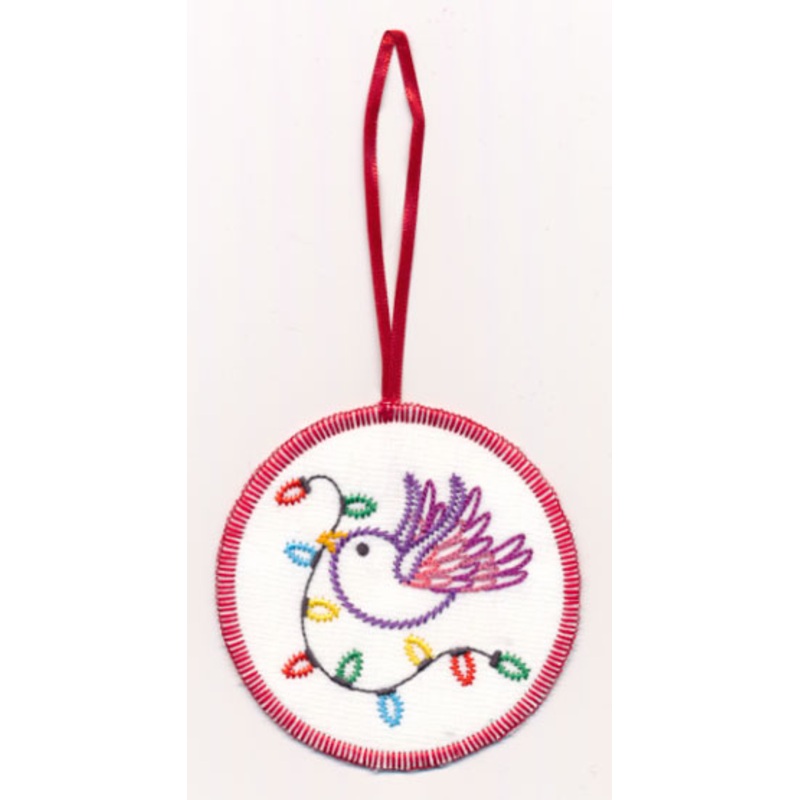 Christmas Bird with Lights Ornament (Vintage) (In-the-Hoop)