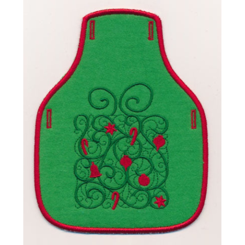 Christmas Curls Gift Bottle Apron (In-the-Hoop)