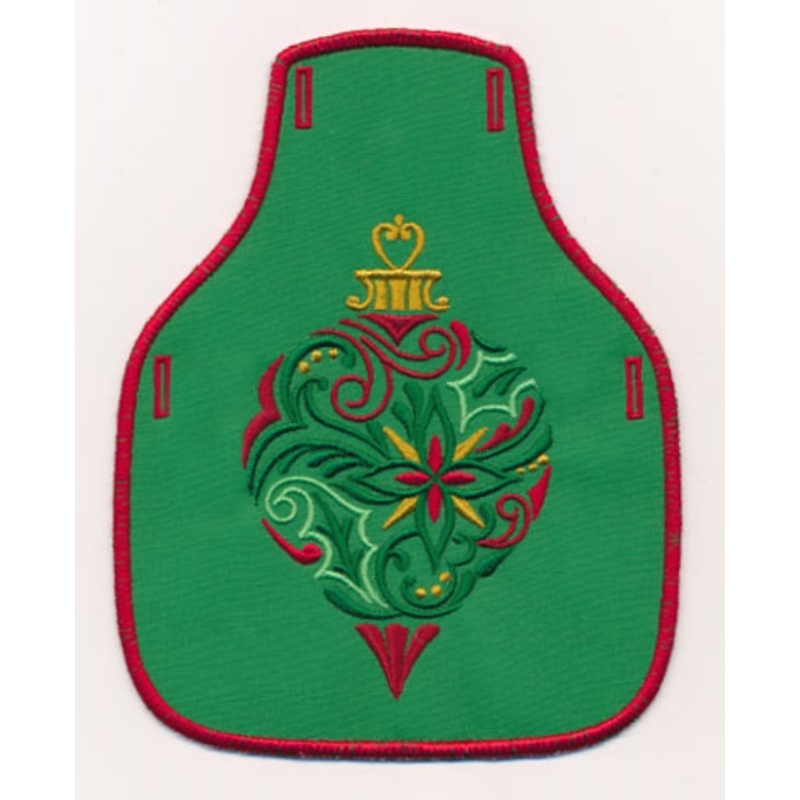 Christmas Filigree Antique Ornament Bottle Apron (In-the-Hoop)