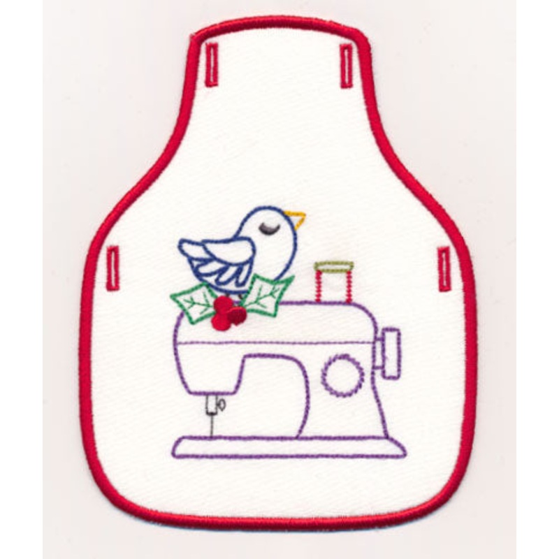 Crafty Christmas Sewing Machine Bottle Apron (Vintage) (In-the-Hoop)