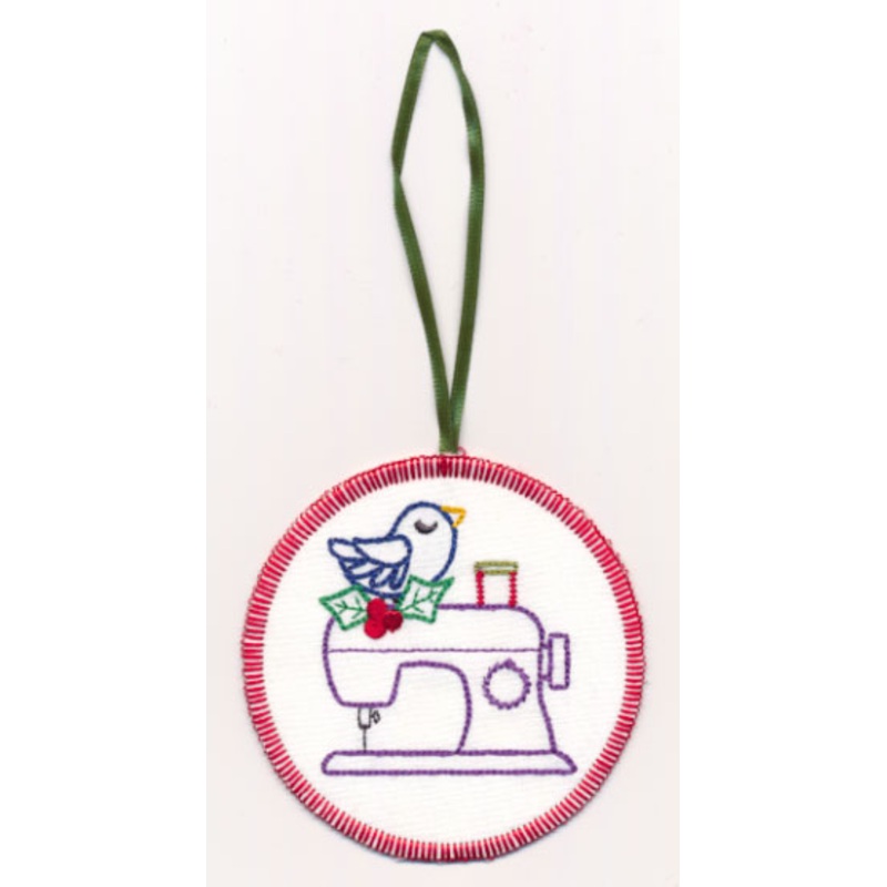 Crafty Christmas Sewing Machine Ornament (Vintage) (In-the-Hoop)