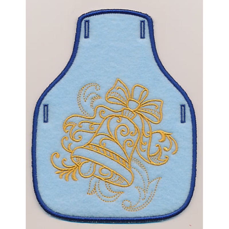 Filigree Christmas Bell Bottle Apron (Goldwork) (In-the-Hoop)