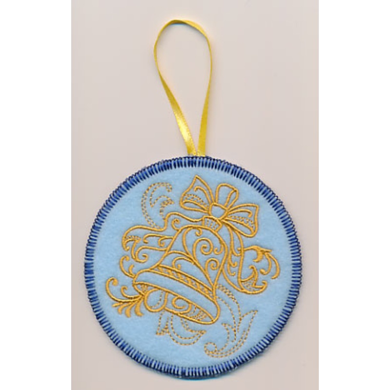 Filigree Christmas Bell Ornament (Goldwork) (In-the-Hoop)