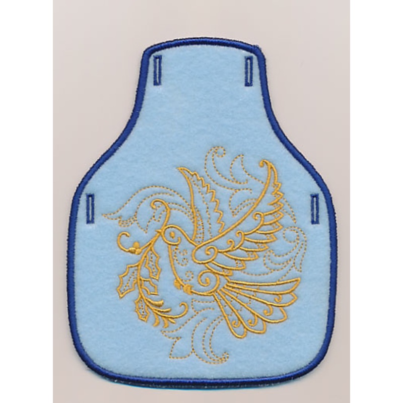 Filigree Christmas Dove Bottle Apron (Goldwork) (In-the-Hoop)
