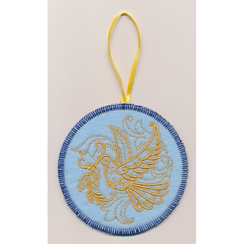 Filigree Christmas Dove Ornament (Goldwork) (In-the-Hoop)