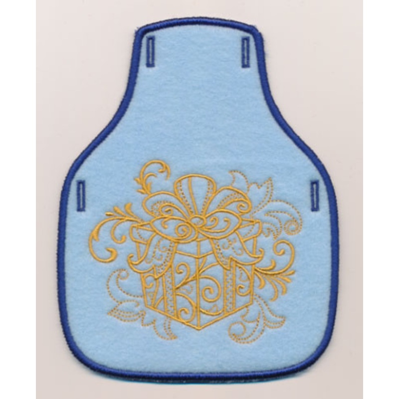 Filigree Christmas Gift Bottle Apron (Goldwork) (In-the-Hoop)