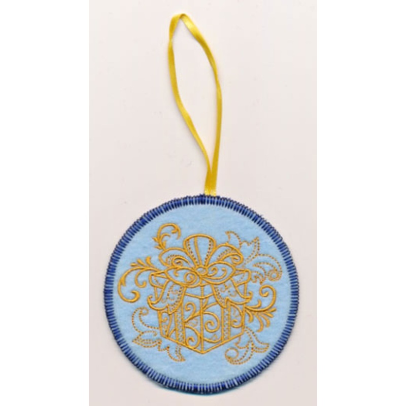 Filigree Christmas Gift Ornament (Goldwork) (In-the-Hoop)