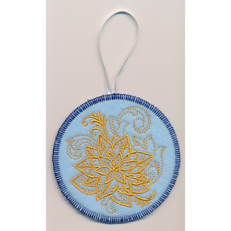 Filigree Christmas Poinsettia Ornament (Goldwork) (In-the-Hoop)