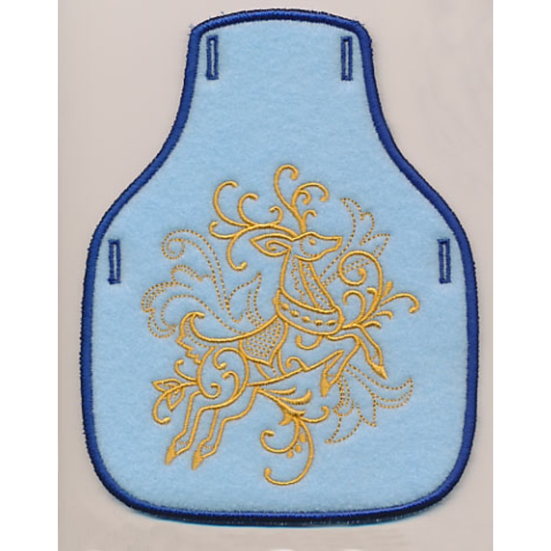 Filigree Christmas Reindeer Bottle Apron (Goldwork) (In-the-Hoop)