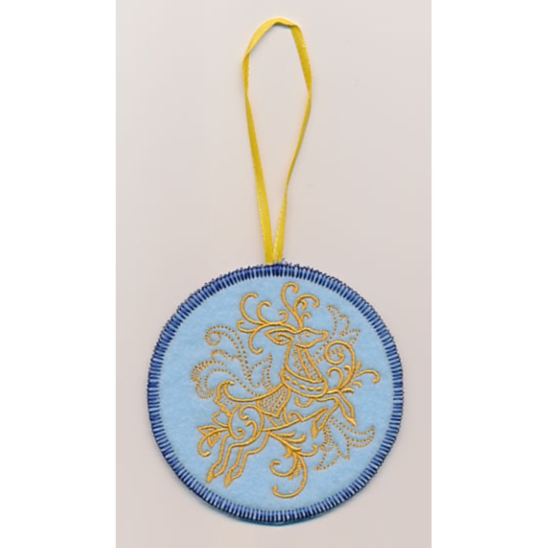 Filigree Christmas Reindeer Ornament (Goldwork) (In-the-Hoop)