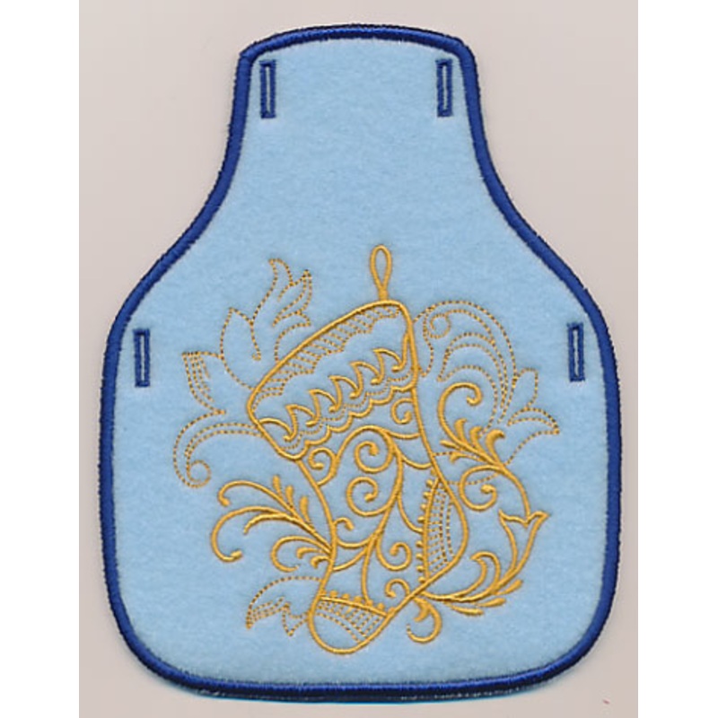 Filigree Christmas Stocking Bottle Apron (Goldwork) (In-the-Hoop)