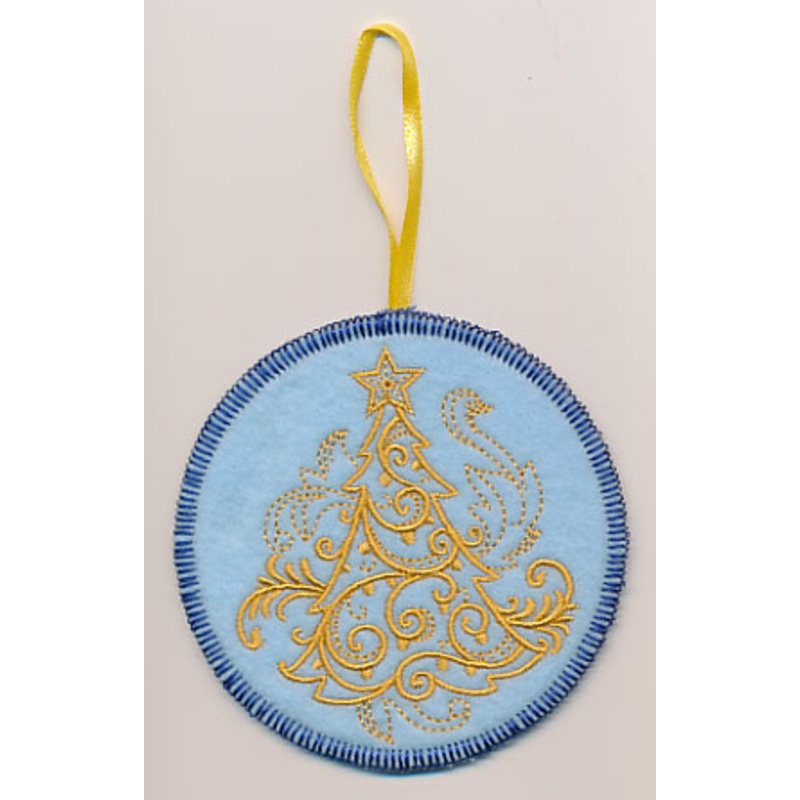 Filigree Christmas Tree Ornament (Goldwork) (In-the-Hoop)