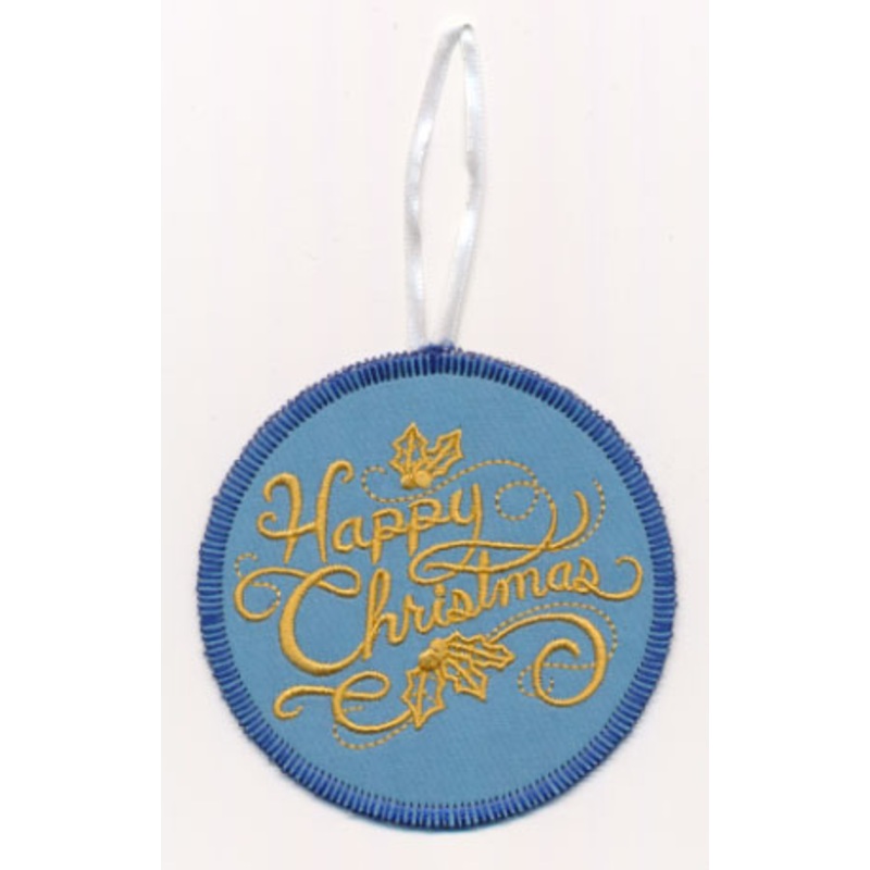 Filigree Happy Christmas Ornament (Goldwork) (In-the-Hoop)