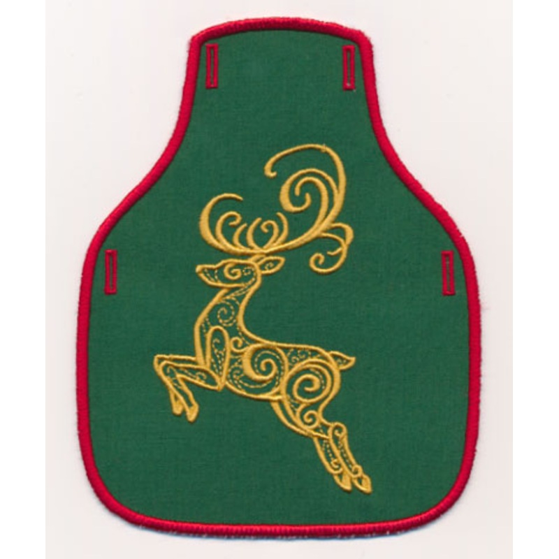 Filigree Reindeer Bottle Apron (Goldwork) (In-the-Hoop)
