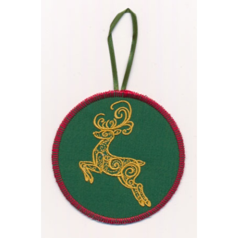 Filigree Reindeer Ornament (Goldwork) (In-the-Hoop)