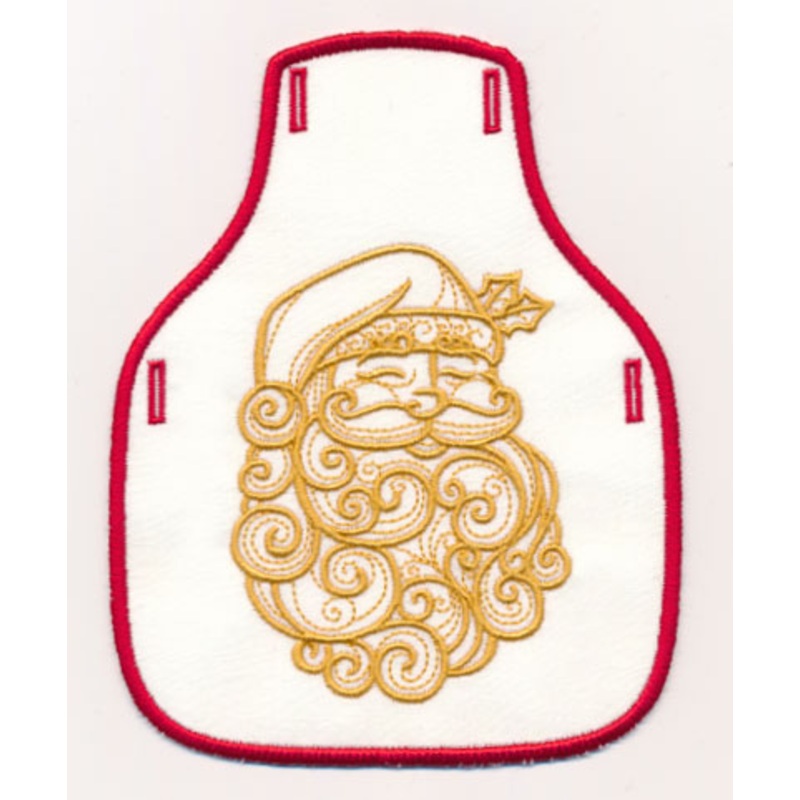 Filigree Santa Claus Bottle Apron (Goldwork) (In-the-Hoop)