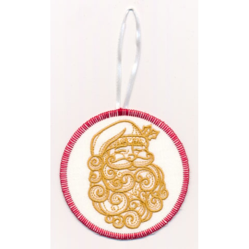 Filigree Santa Claus Ornament (Goldwork) (In-the-Hoop)