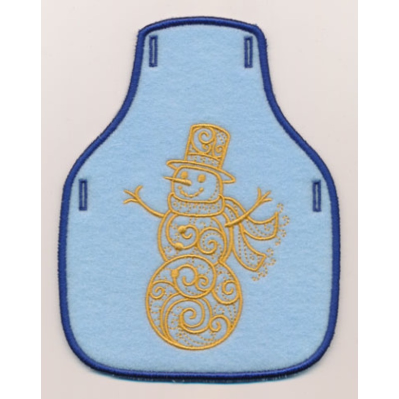 Filigree Snowman Bottle Apron (In-the-Hoop)