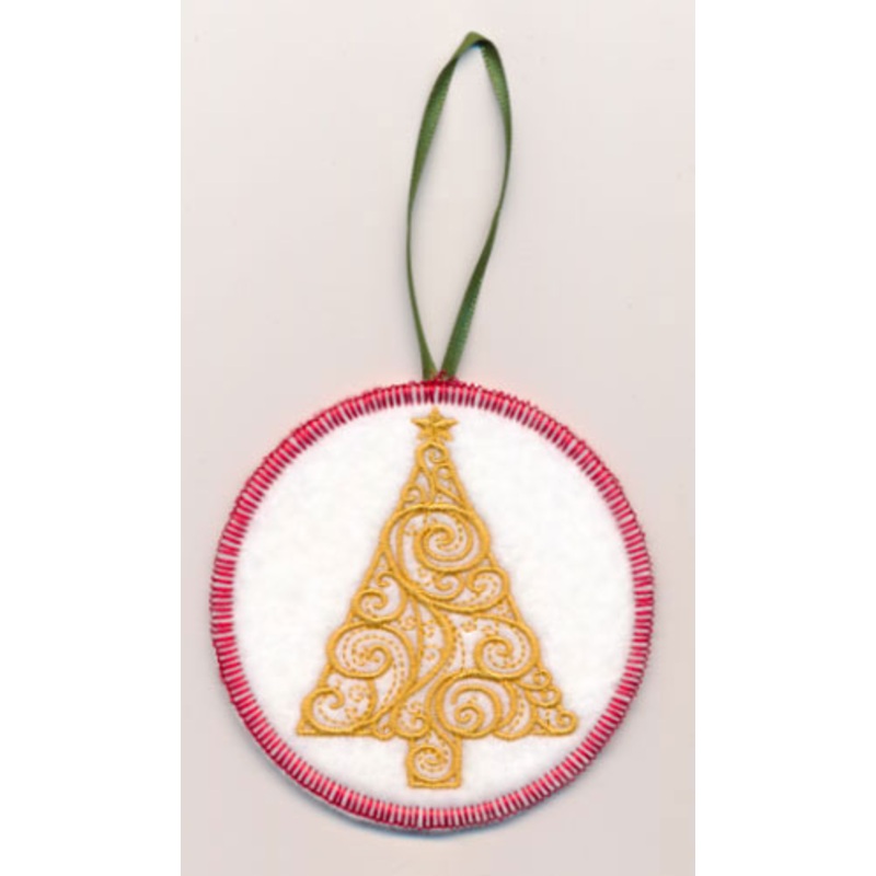 Filigree Tree Ornament (Goldwork) (In-the-Hoop)