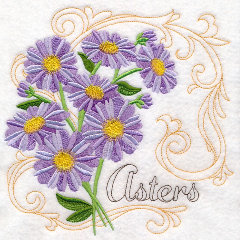Asters with Flourish|7.7″ x 7.8″ / 195.63mm x 198.02mm|6.9″ x 6.99″ / 175.3mm x 177.45mm|5.85″ x 5.92″ / 148.58mm x 150.44mm|4.85″ x 4.91″ / 123.17mm x 124.78mm|3.8″ x 3.85″ / 96.55mm x 97.87mm|All Sizes